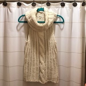 Cream Turtleneck Sleeveless Sweater